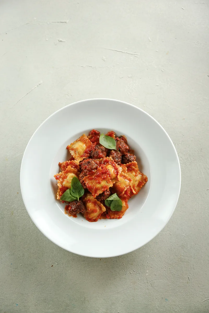 Ravioles de Ricota Sicilianos — plato terminado