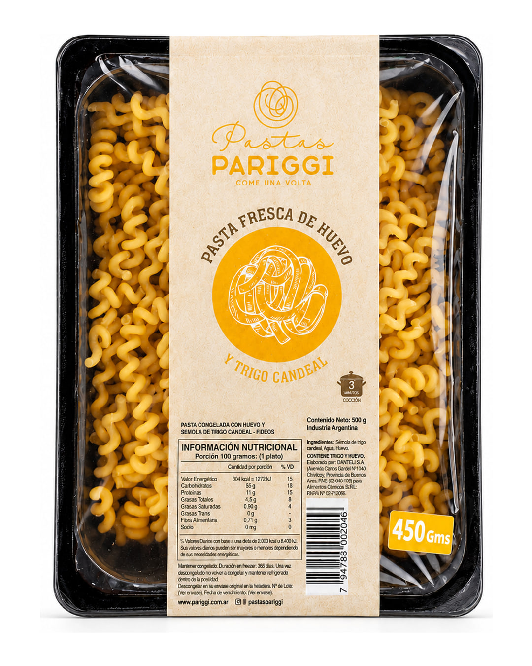 Fusilli Lunghi al Huevo — packaging Pariggi