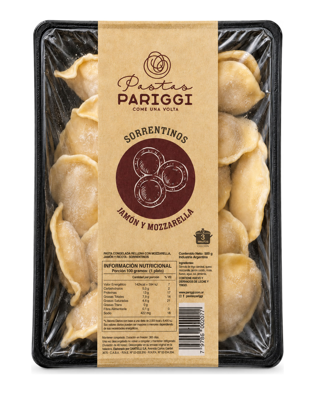 Sorrentino de Jamón & Mozzarella — packaging Pariggi
