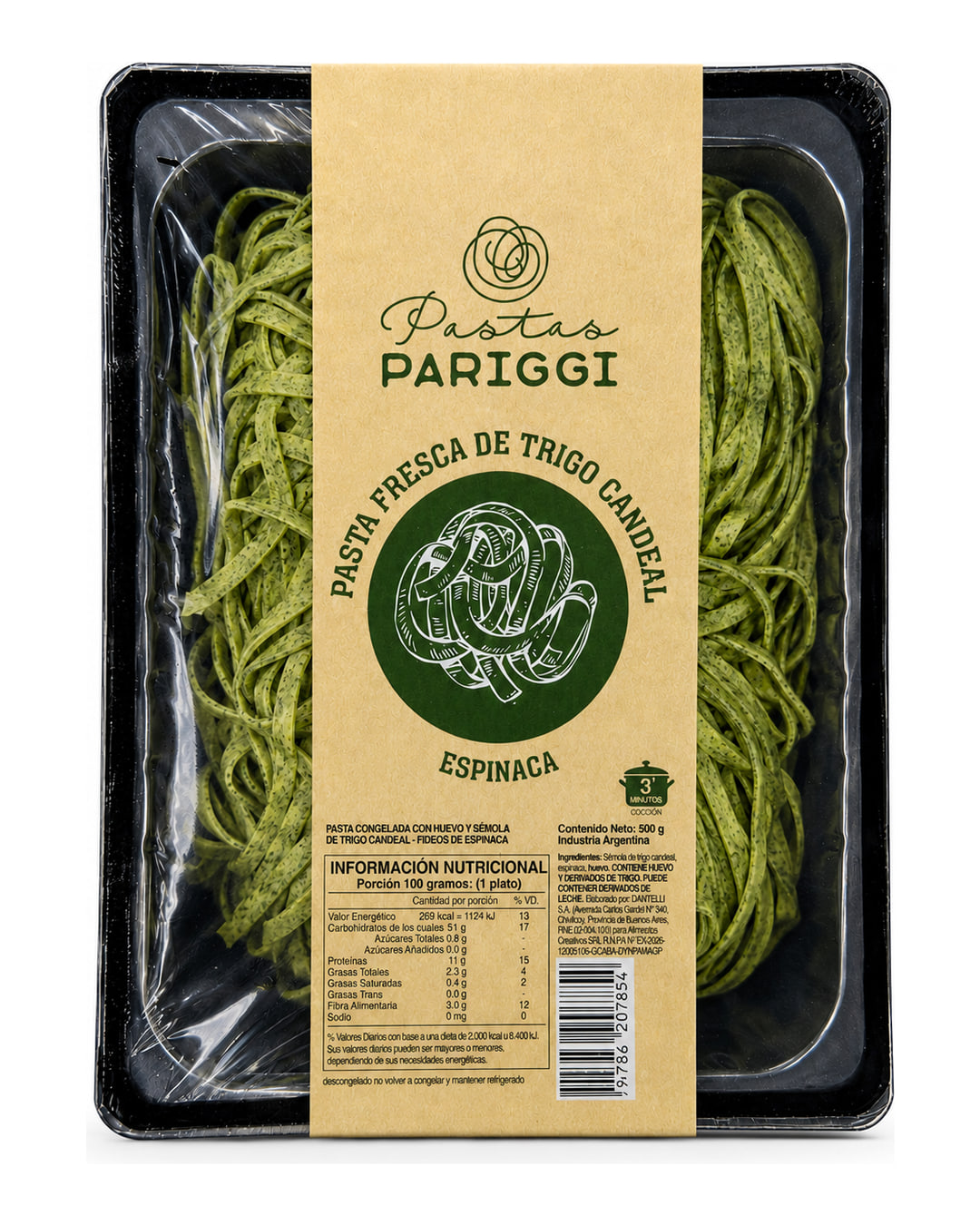 Tagliatelle de Espinaca — packaging Pariggi